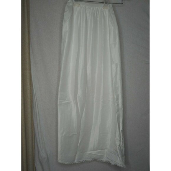 Vtg Nylon creamy White Maxi Full Length half Slip - Picture 1 of 6